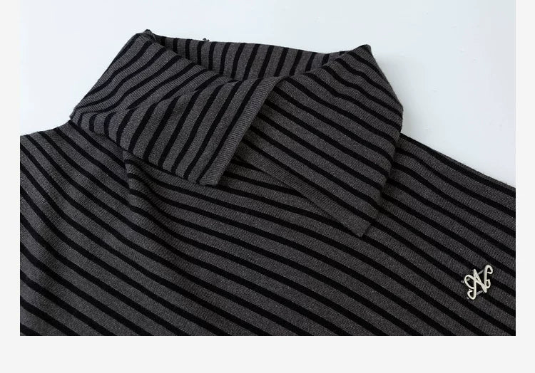 LOVEHEYNEW Turtleneck Contrasting Color Loose Casual Long Sleeves