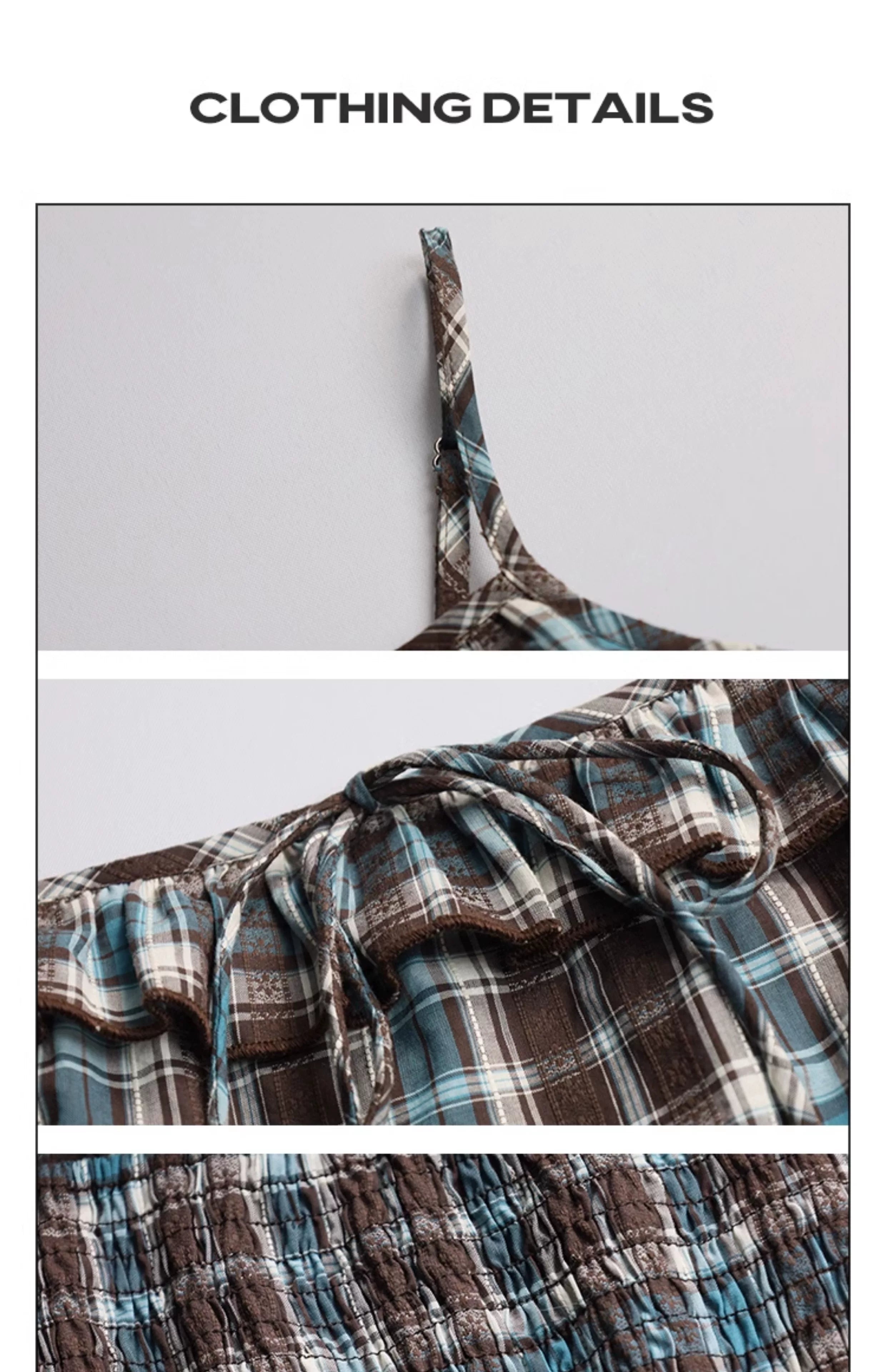 Girlyhalo Vintage Plaid Suspender Dress