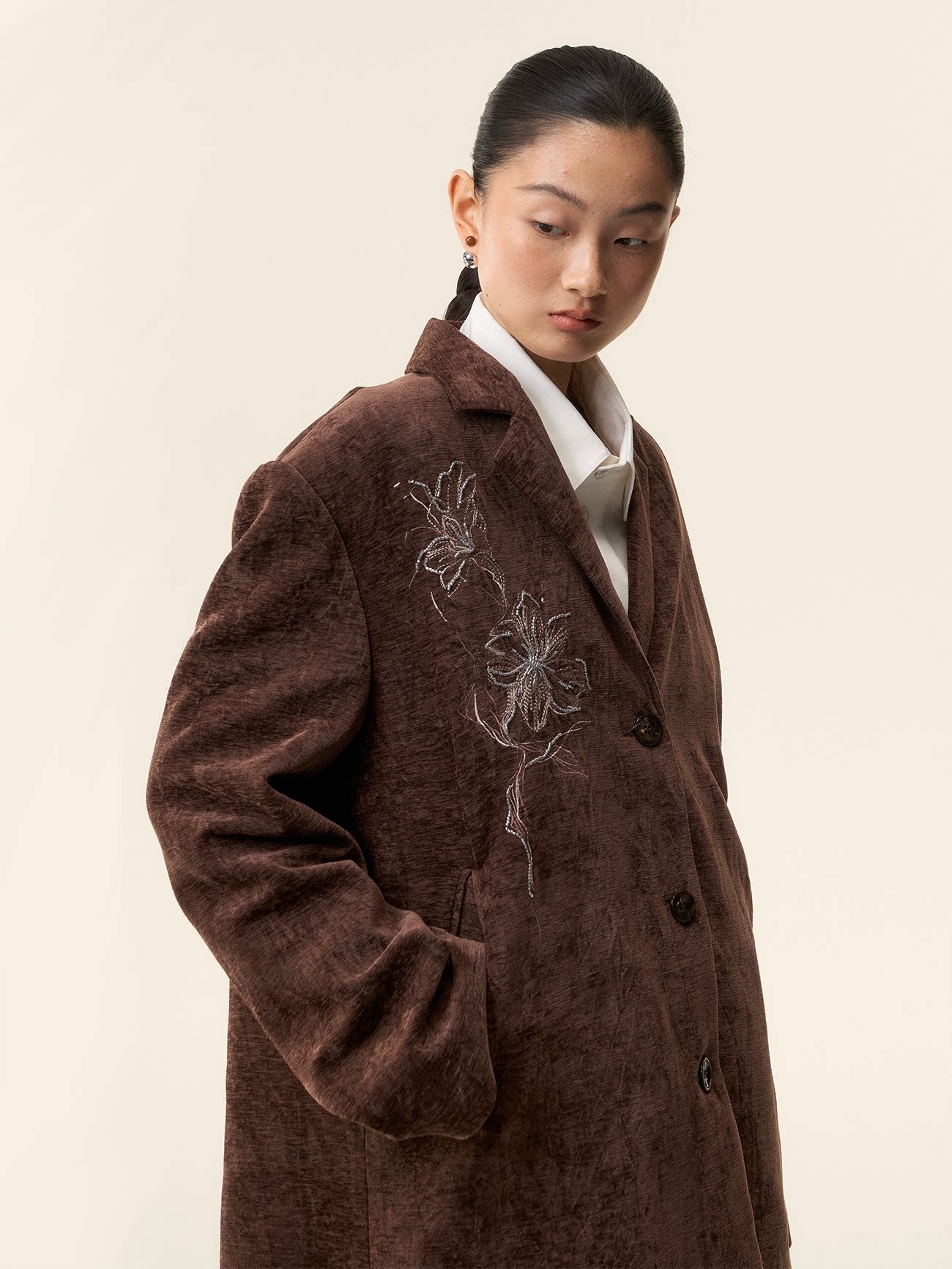 LOUMUTAKU Lily Beaded Jacquard Suit Velvet Jacket