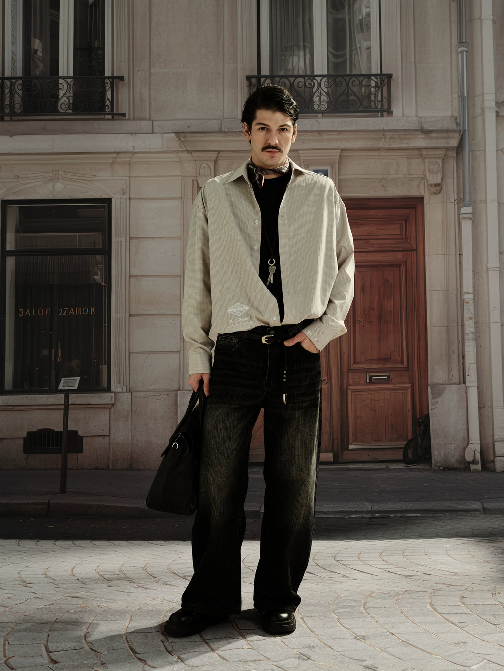 MADWITCH Light Luxury Alphabet Embroidered Plaid Shirt