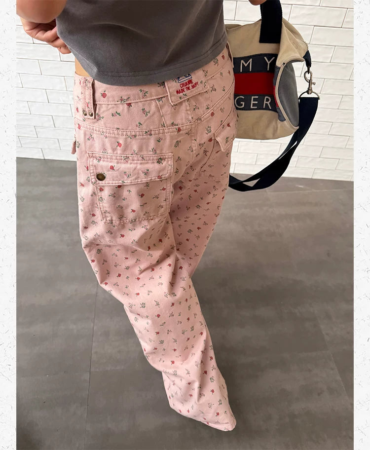 CCYE Floral Straight Versatile Drape Casual Pants