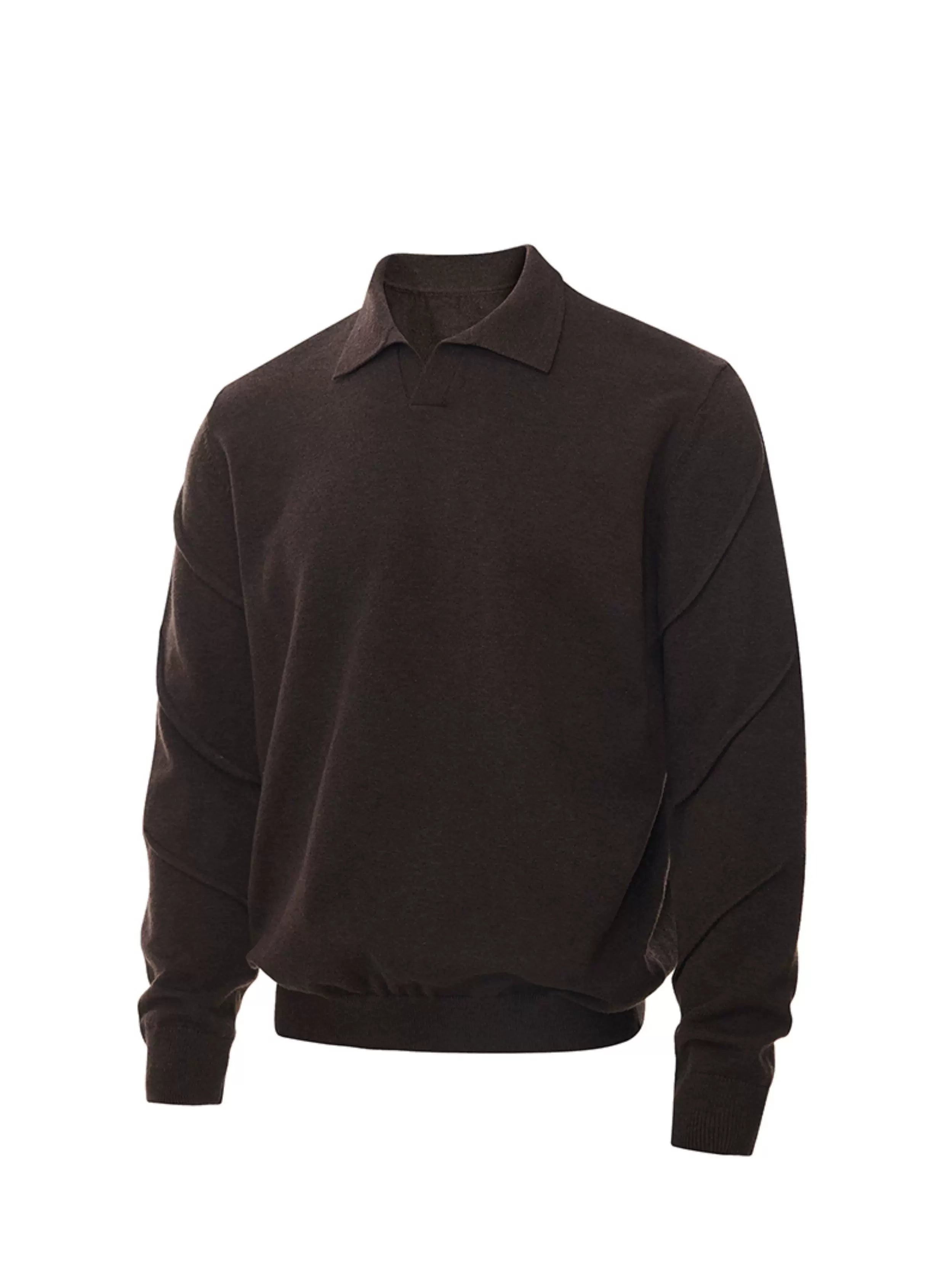 Borrowed Project V-Neck Knitted POLO Shirt Long Sleeve