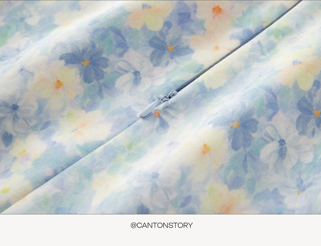 Cantonstory High Waist Floral Skirt