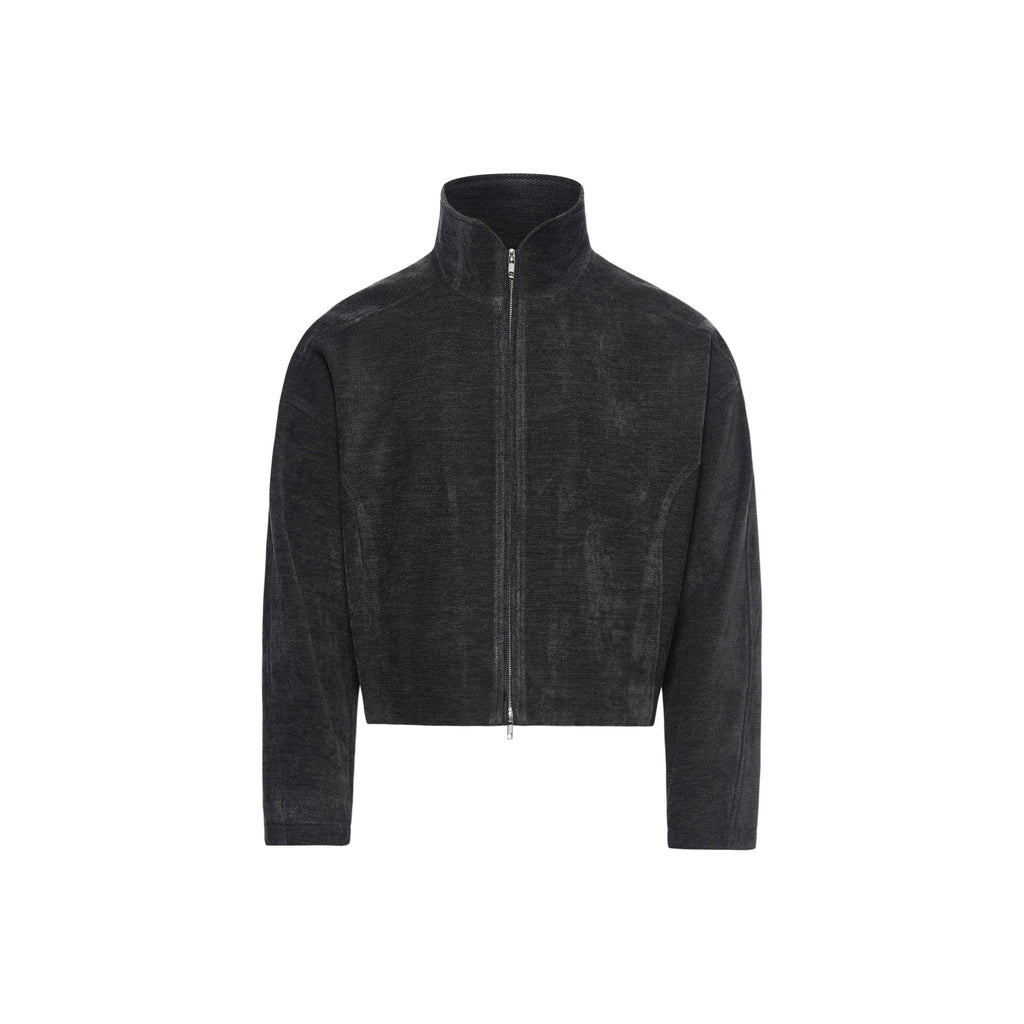 SOUTHFISH Stand-up Collar Retro Micro-gloss Short Jacket