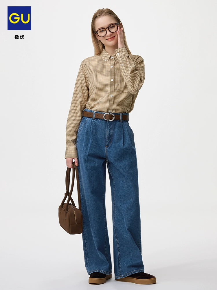 GU Pleated Loose Straight Jeans