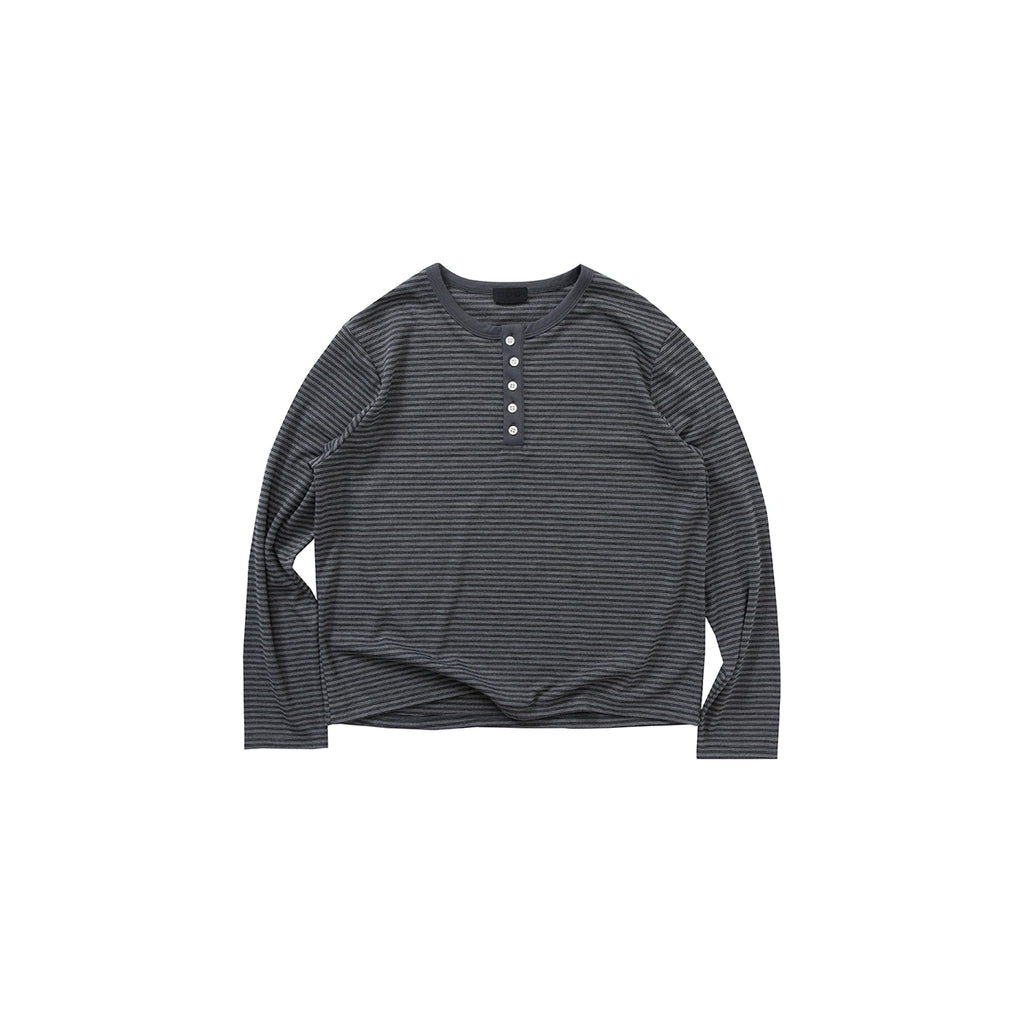 PLUS NO LOGO Casual Retro Crew Neck Striped Long Sleeve