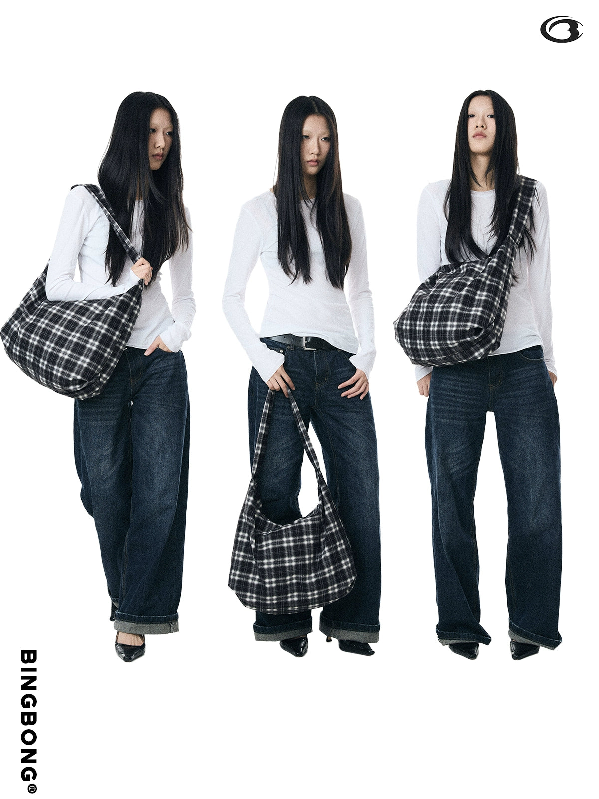 BINGBONG Retro Plaid Casual Shoulder Canvas Bag