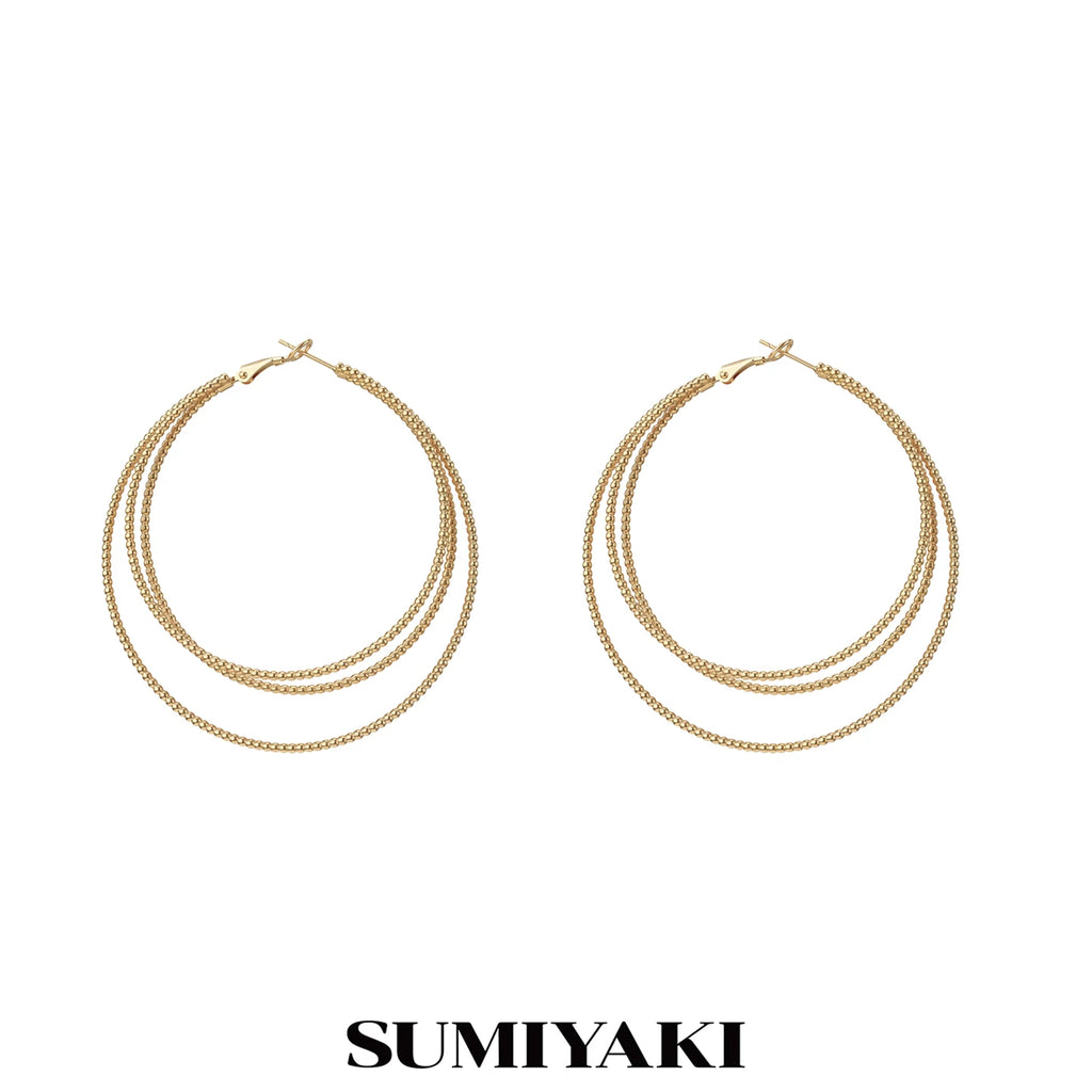 SUMIYAKI Three-layer Premium Plain Ring Earrings
