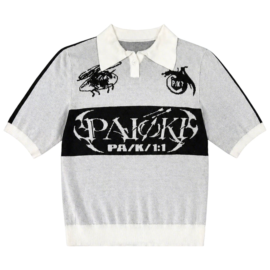 PAIKI Front Shoulder Waist Skin-friendly Knitted Polo Shirt
