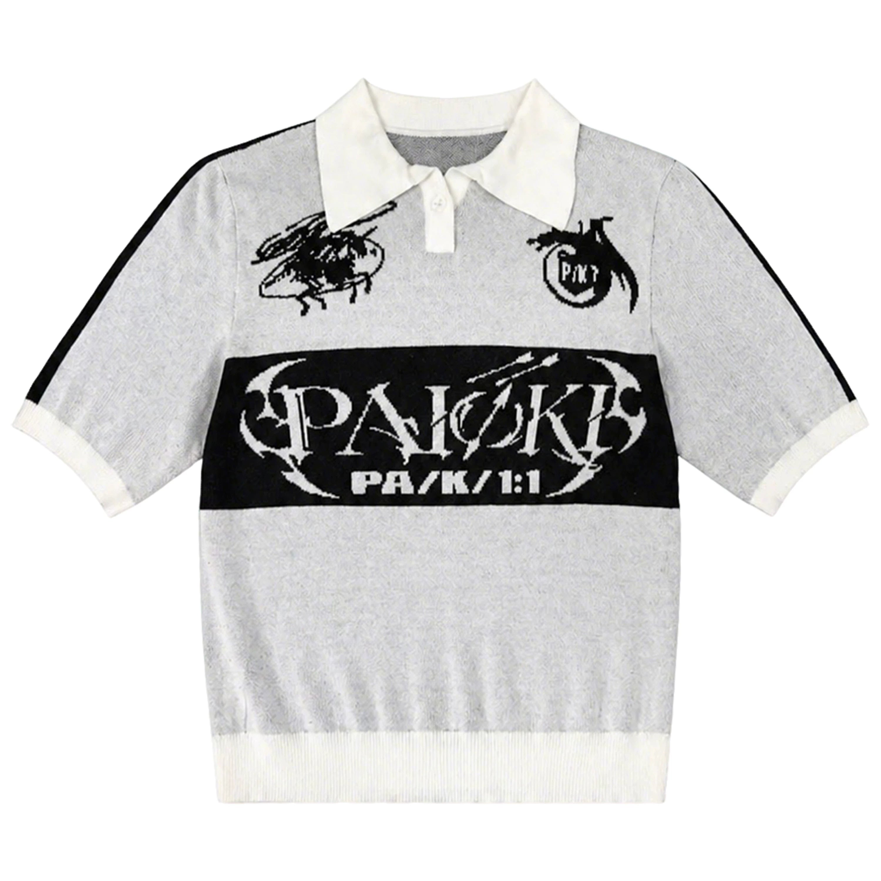 PAIKI Front Shoulder Waist Skin-friendly Knitted Polo Shirt