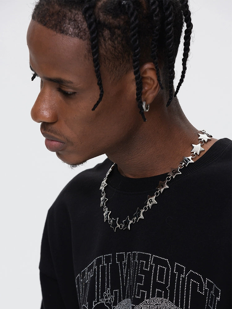 UNTILWERICH Five Star Necklace Letter Titanium Steel Necklace