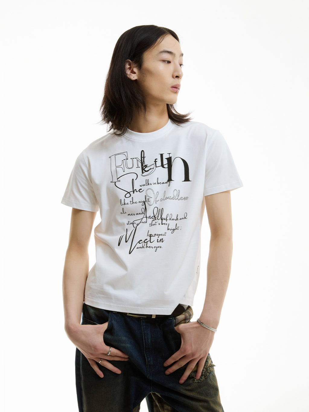 FUNKYFUN FUN Slogan Printed Tee