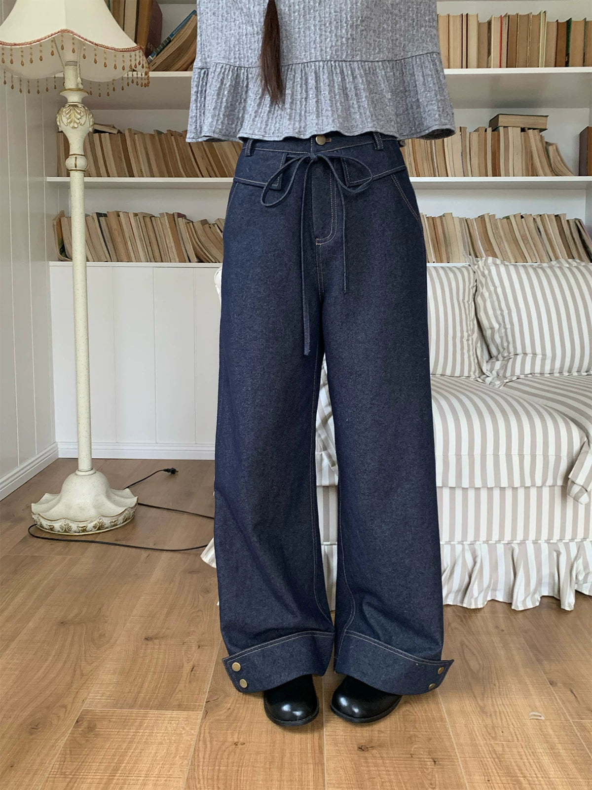 MUCHA Retro Strap-on High-waisted Jeans