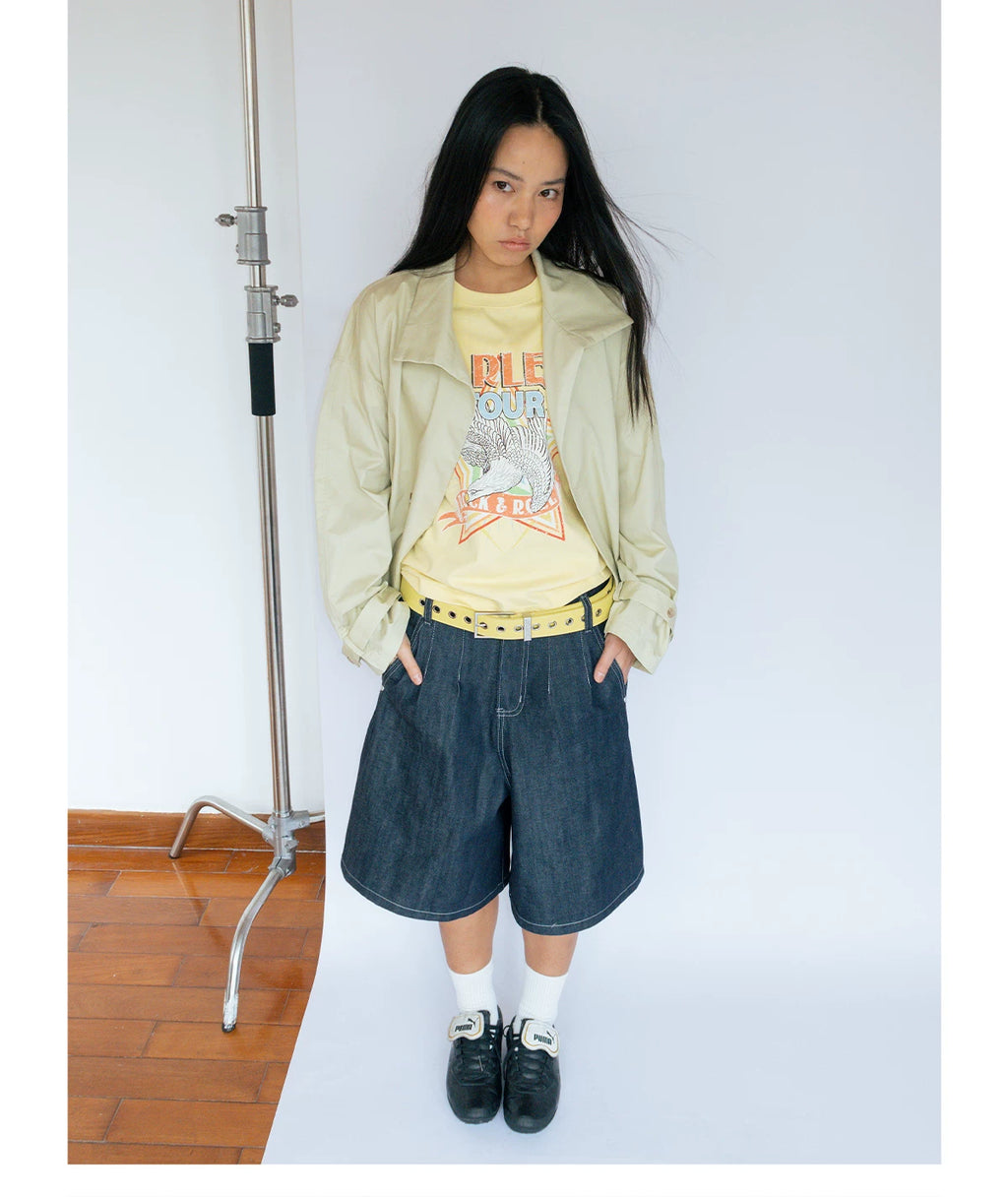 FUNKYFUN Vintage Lapel Waist Pleated Jacket