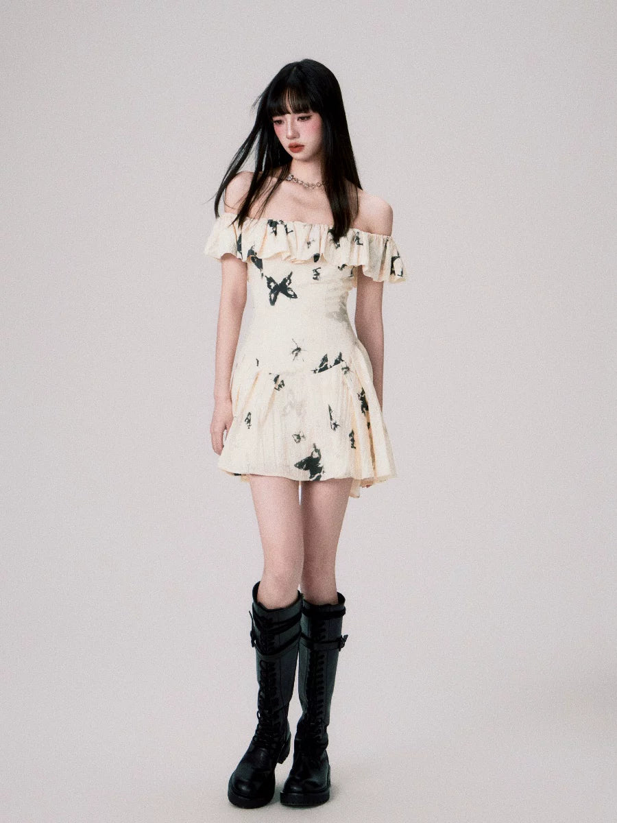 LULUSWINGS Ink Butterfly Print Shoulder Dress