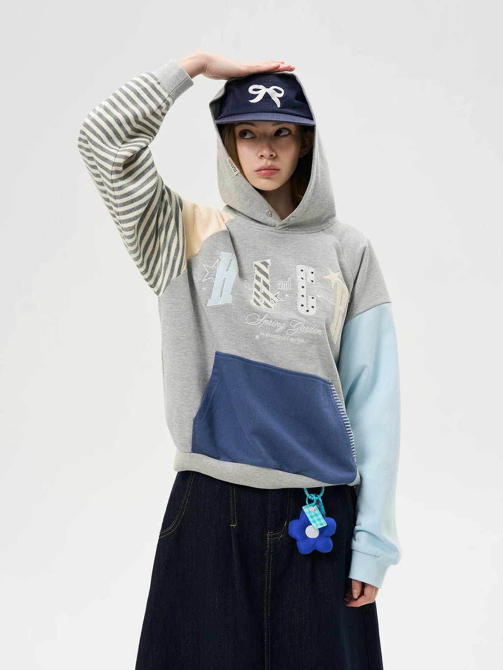 HACR Korean Striped Splicing Shoulder Sleeve Sweater