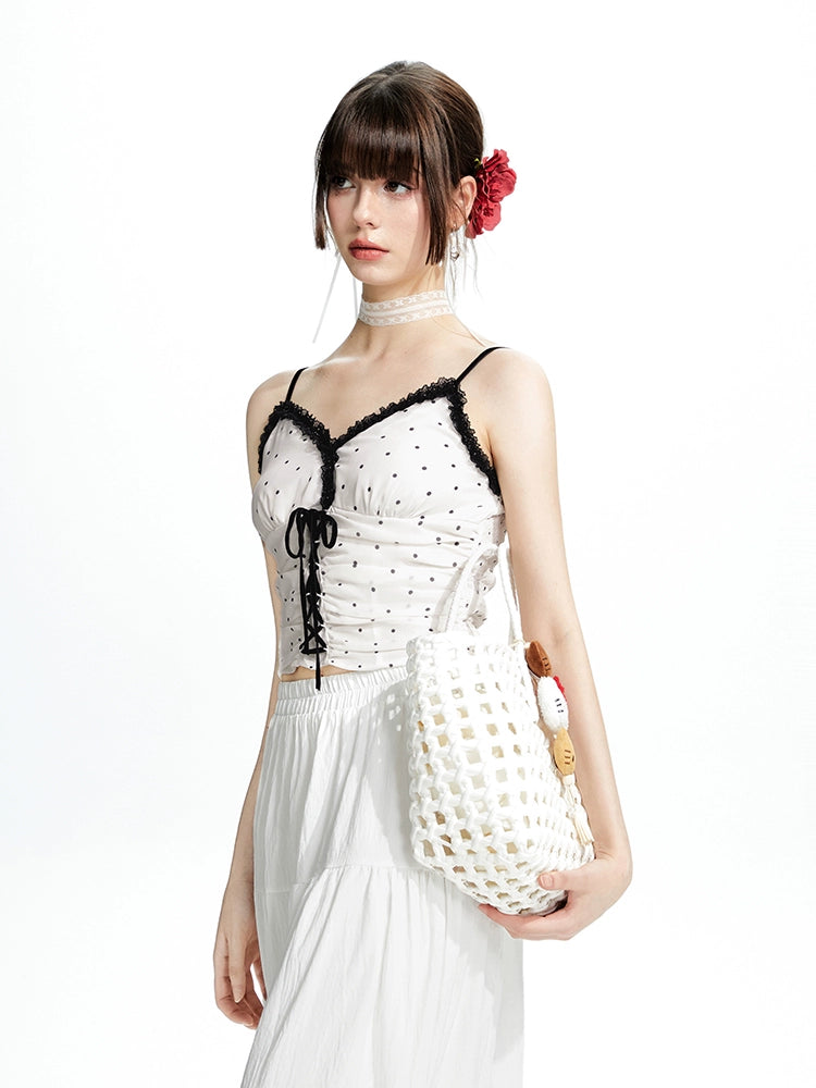 Imone Polka Dot Strap Lace Vest