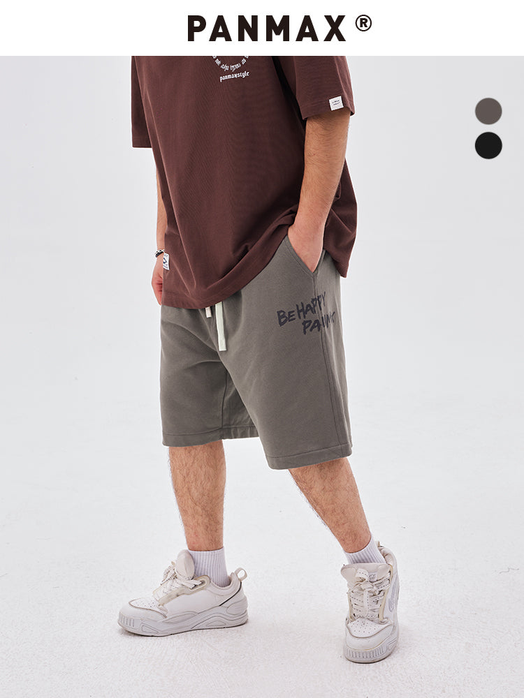 PANMAX Trendy Ink Splashing Loose Sports Straight Shorts