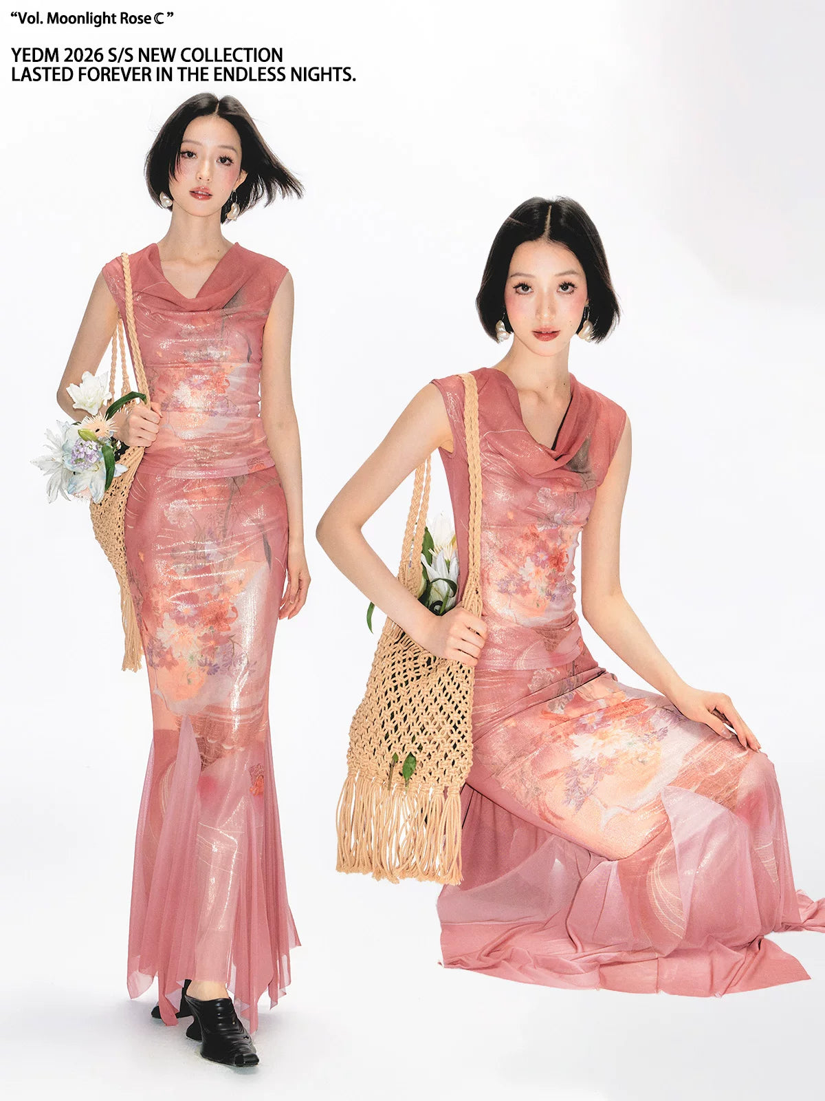 YEDM Swinging Neck Sleeveless Cheongsam Fishtail Dress