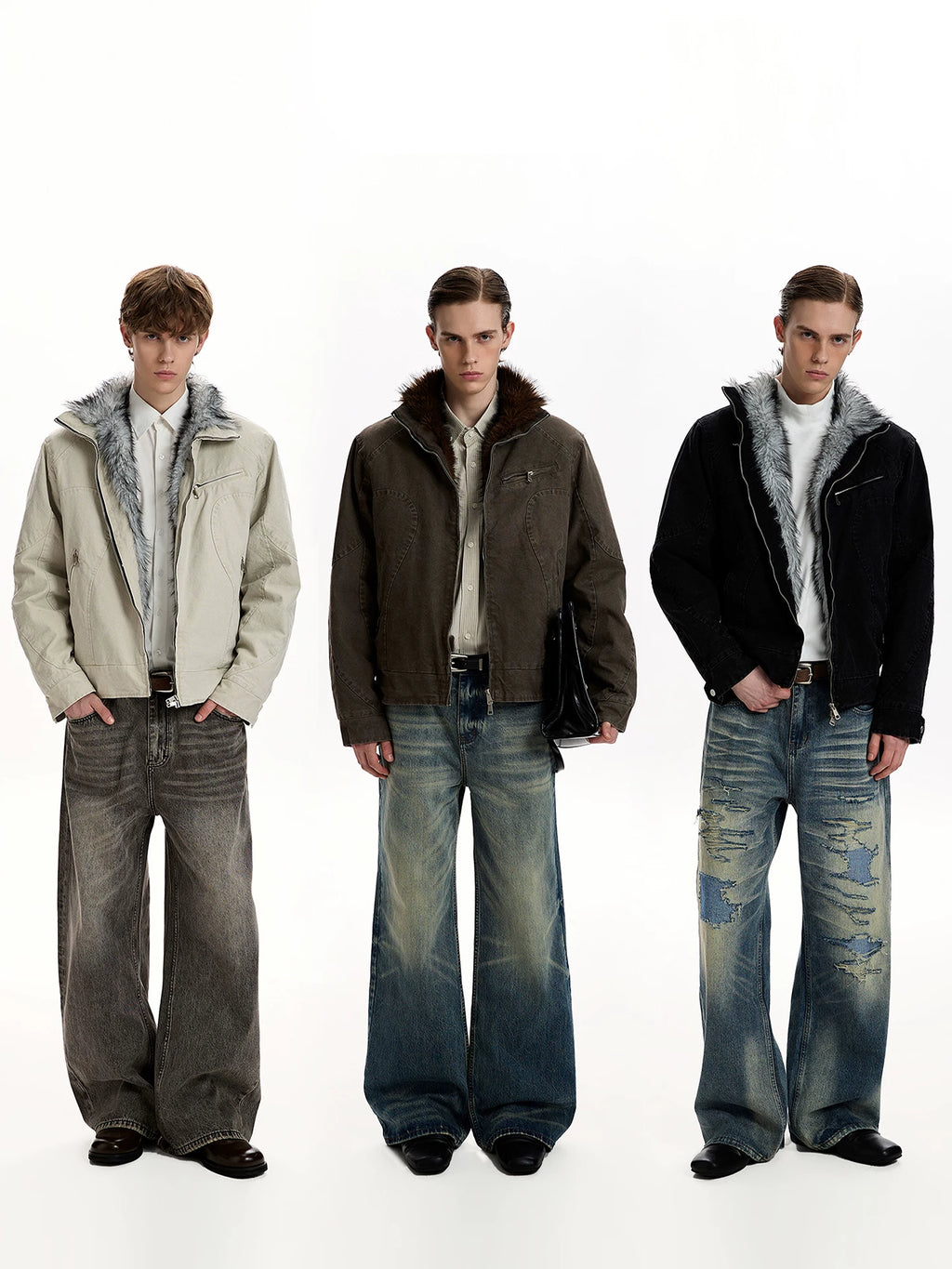 A PUEE Vintage Thickened Fleece Warm Short Jacket