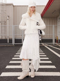 2th Desire Asymmetrical Plush Lapel Plush Thickened Short Jacket