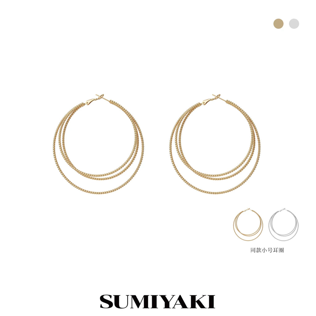 SUMIYAKI Three-layer Premium Plain Ring Earrings