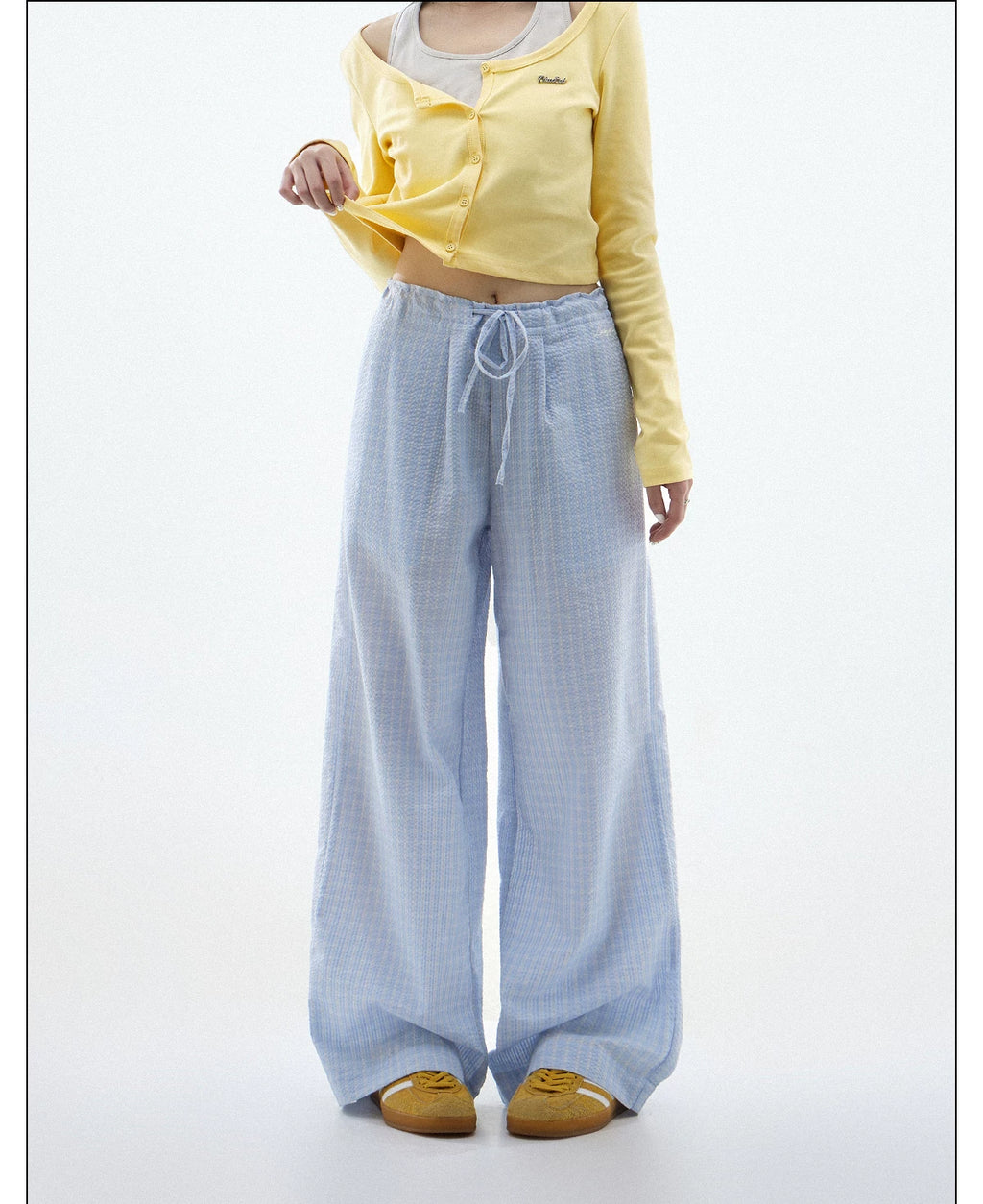 CHANT2nd Checked Straight Casual Wide-leg Pants