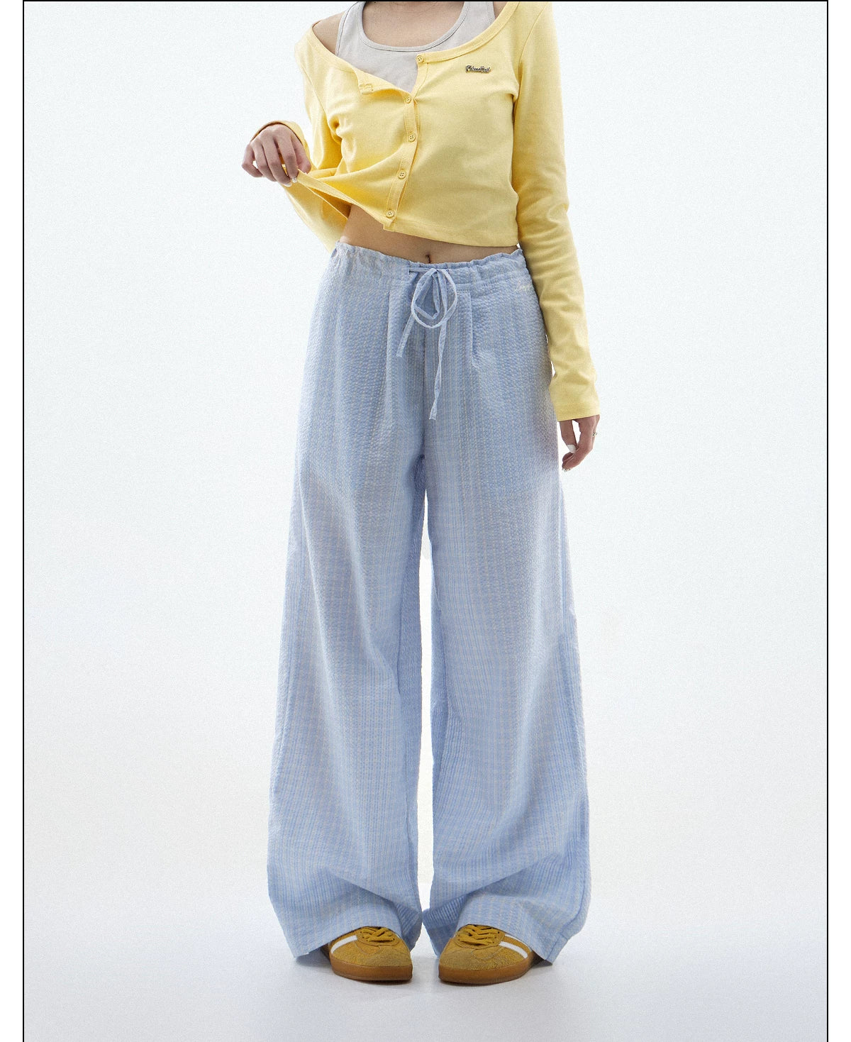 CHANT2nd Checked Straight Casual Wide-leg Pants