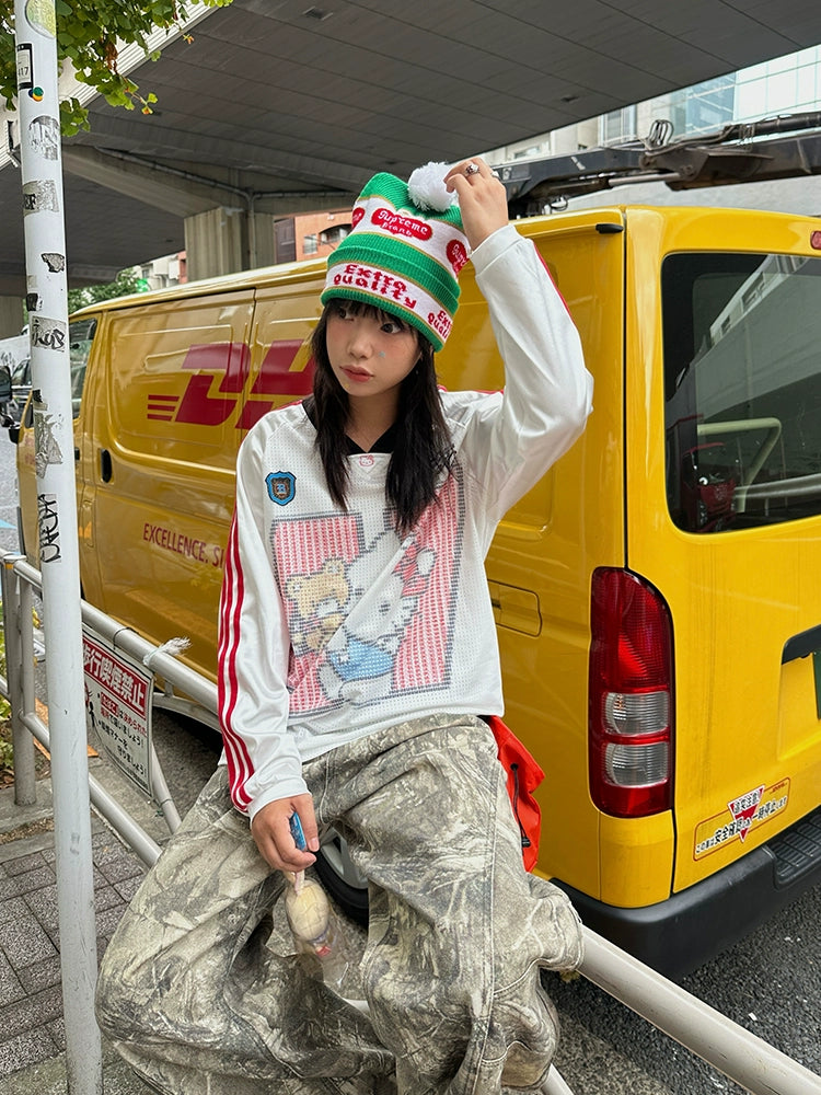EAHO Digital Printing Kitty Mesh Long Sleeve