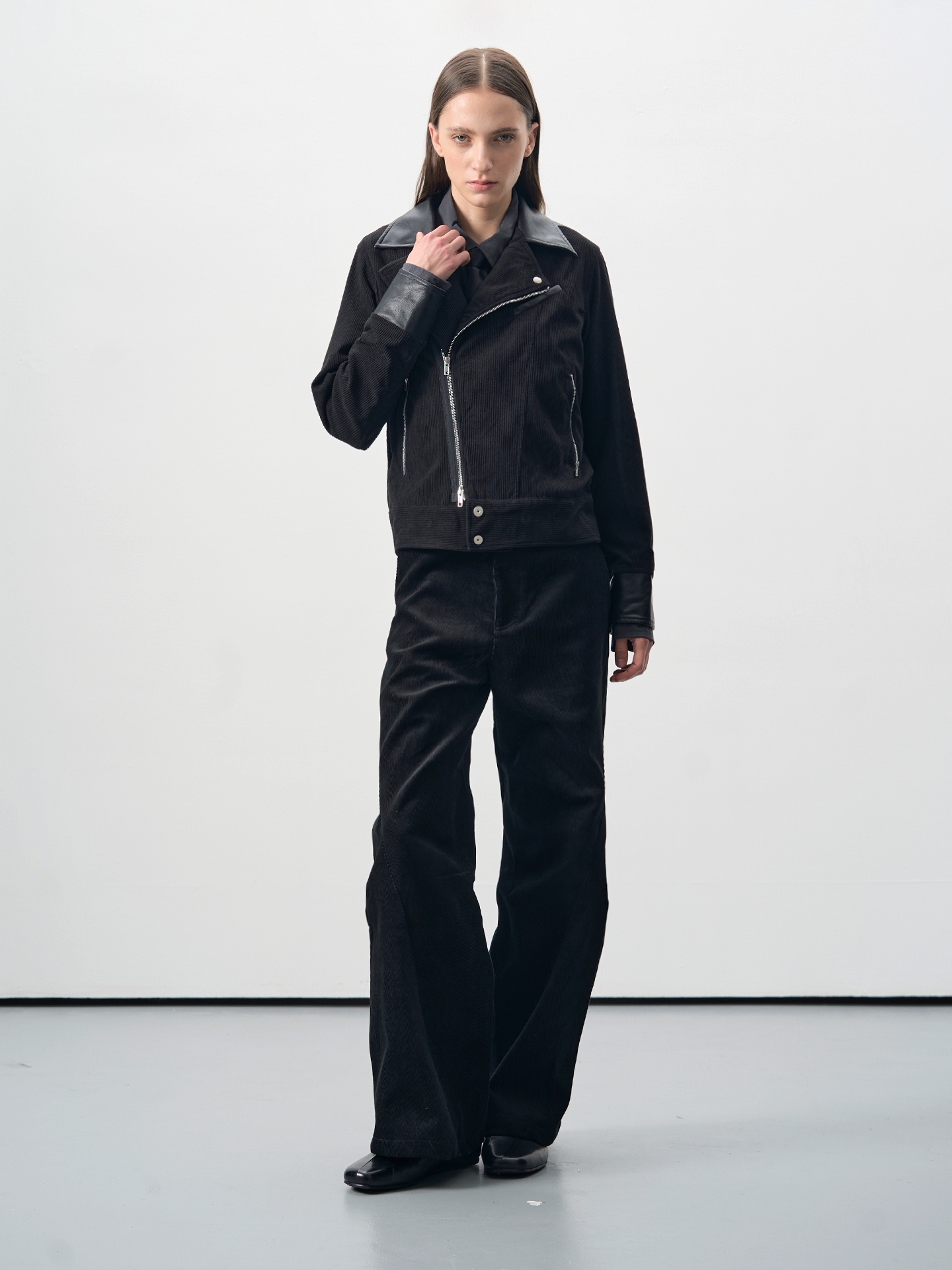 BEVAN UP Corduroy Leather Lapel Jacket