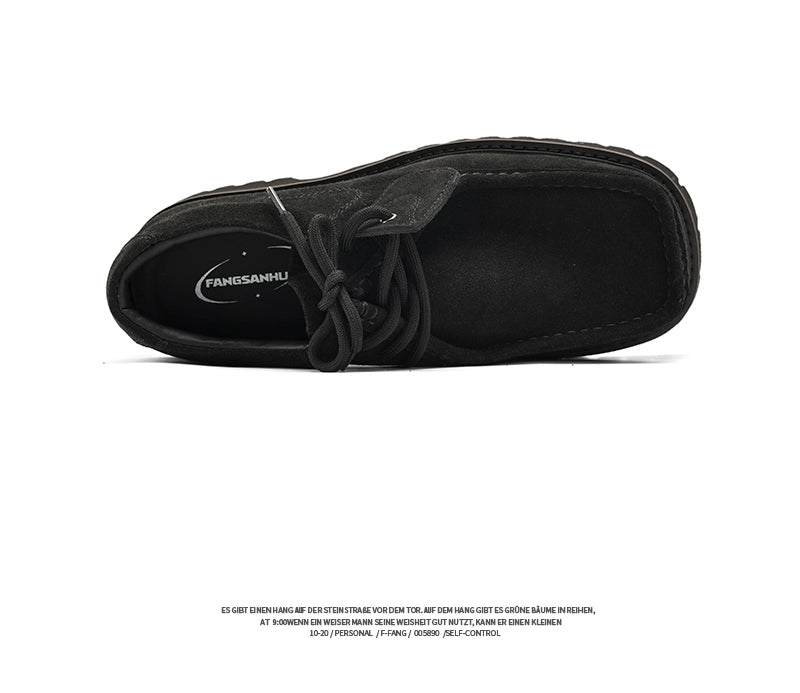 FANGSANHUO Square Head Retro Thick-soled Suede Tooling Short Boots