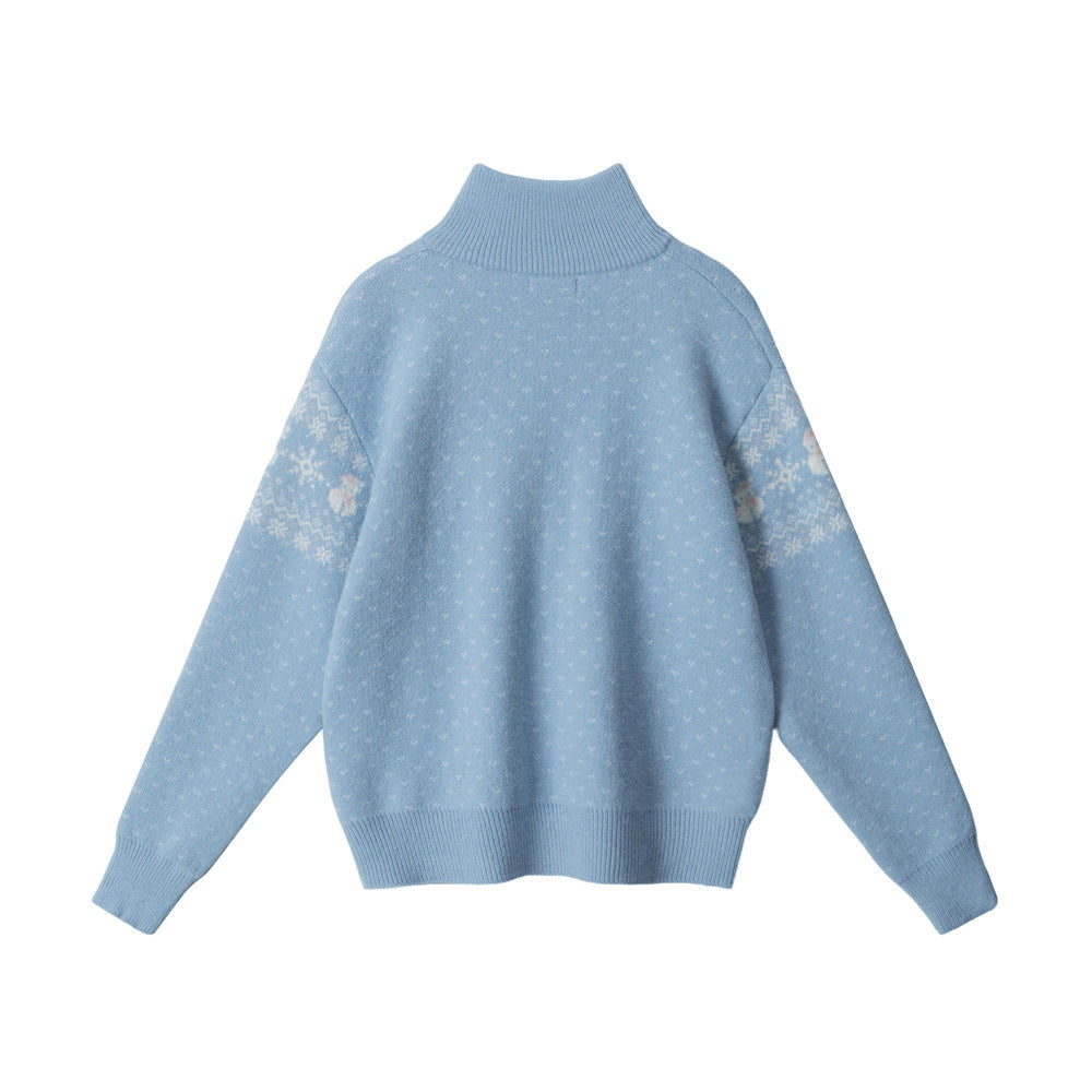Nariele Pullover Half-zip Turtleneck Loose Sweater