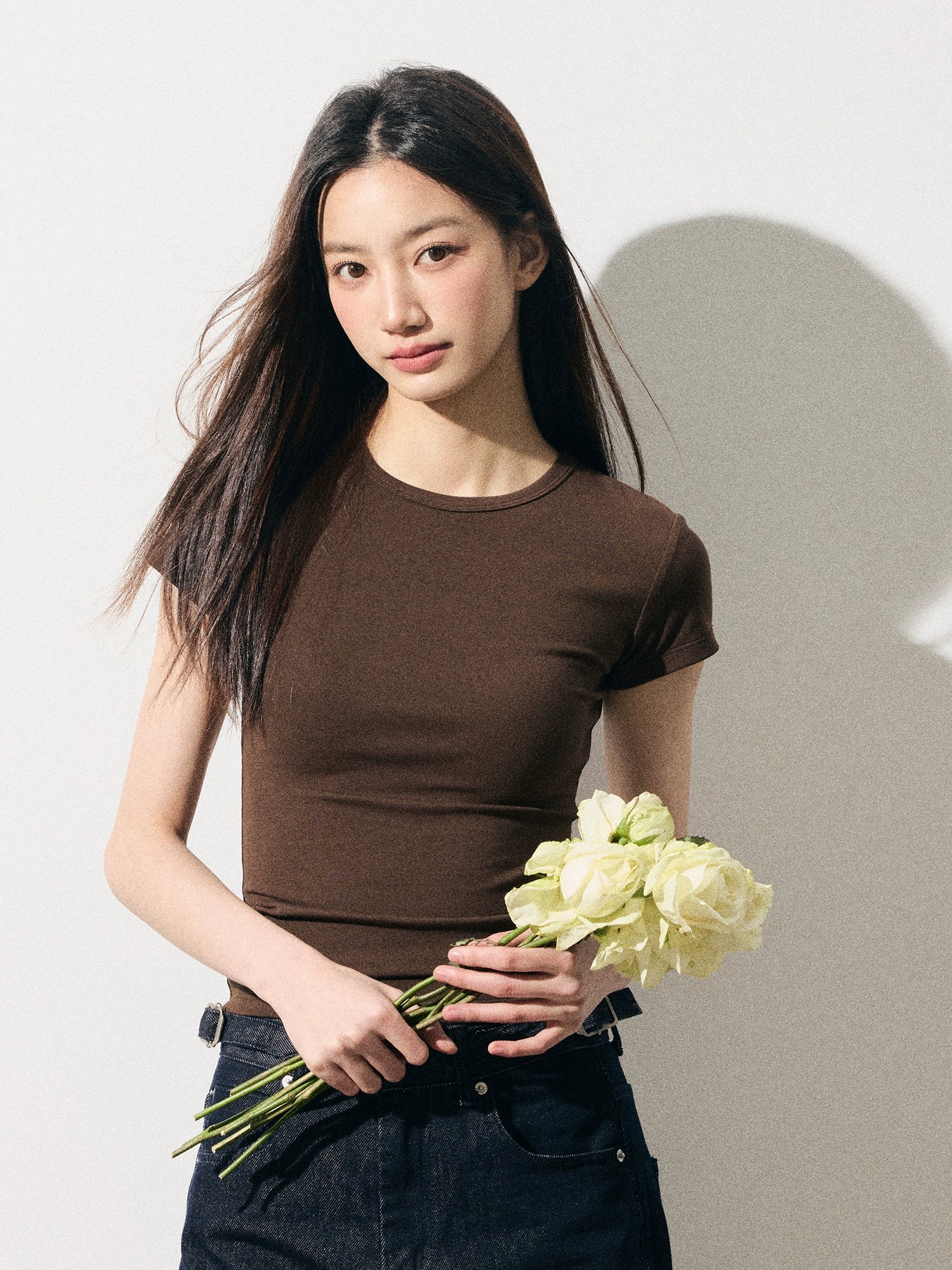 RPB BRAND Simple Fashion Front Shoulder Slim Waist Tee