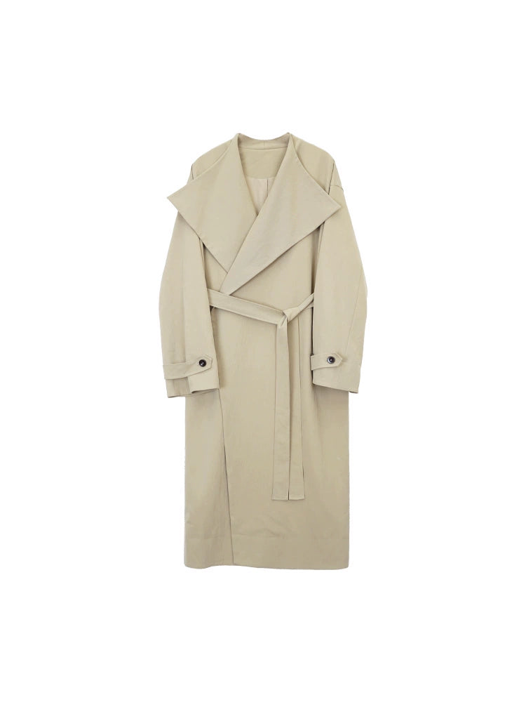 KELIFAN Retro Loose Lapel Trench Coat