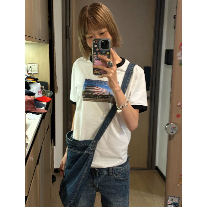 Mcmxciii Contrasting Color Slim Casual Tee