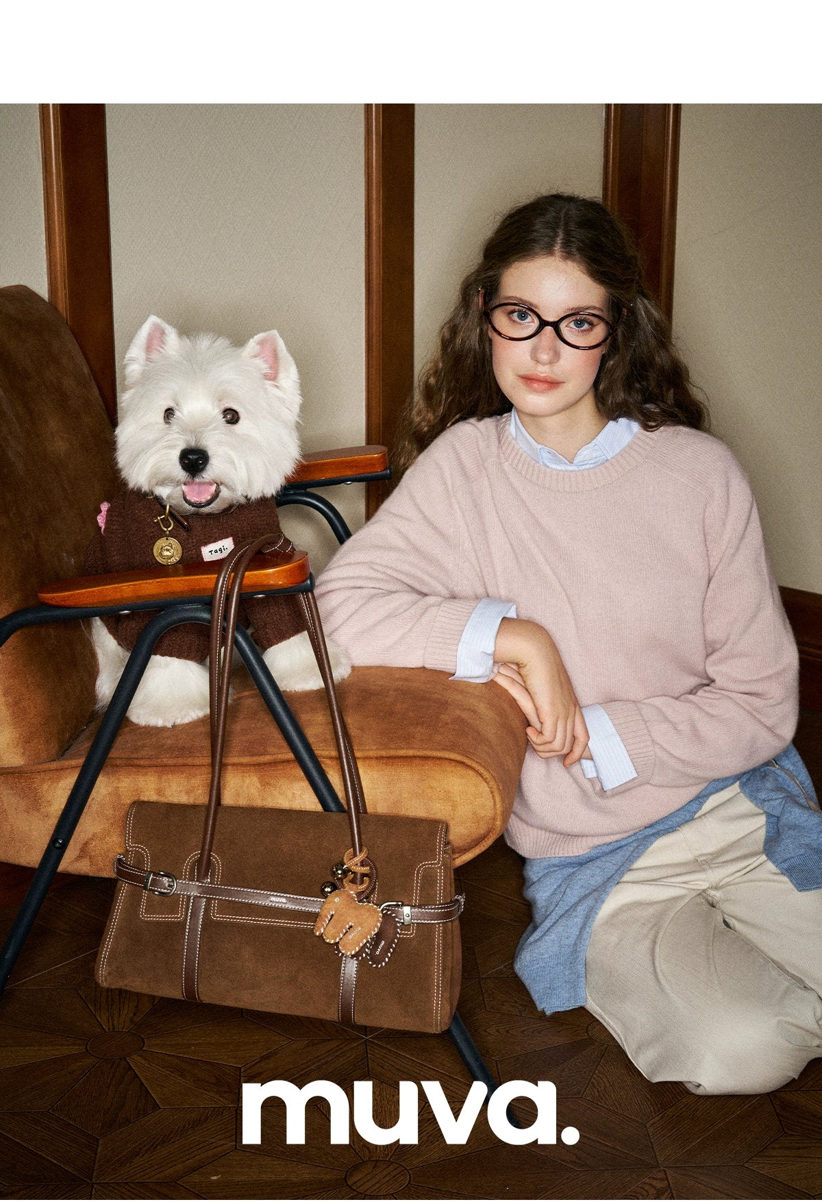 MUVA British Style Loop with Cowhide Large-capacity Shoulder Bag