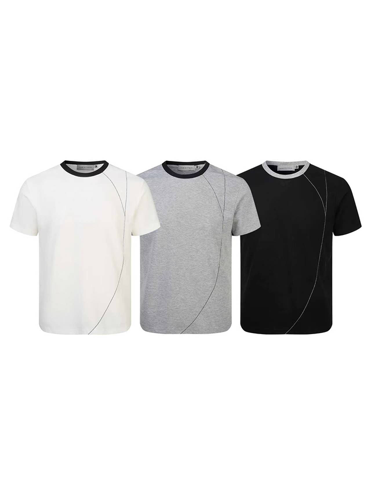 EME Contrasting Lines Casual Front Shoulder Tee