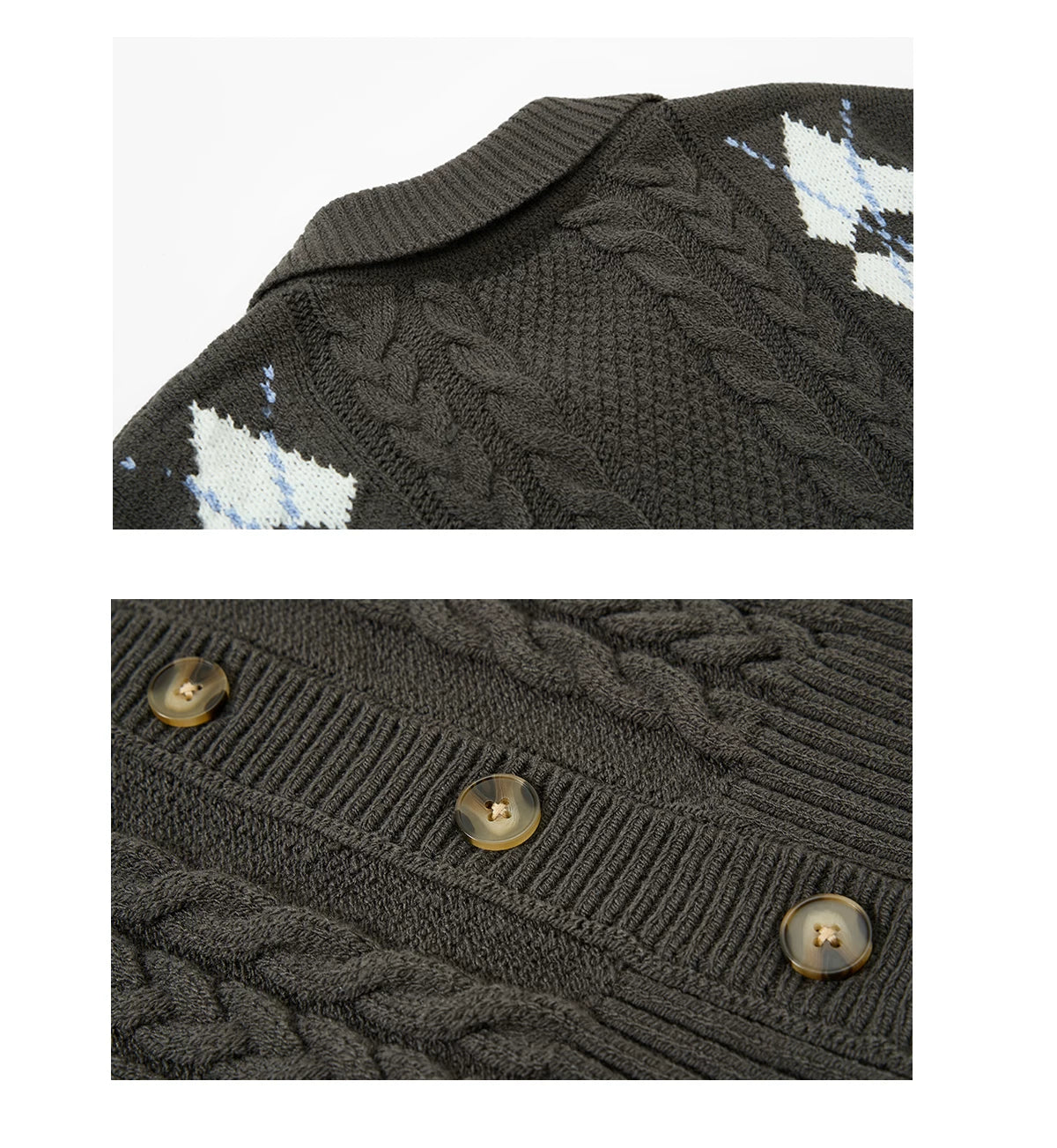 Sameuoo Rhombus Twist Knitted Sweater
