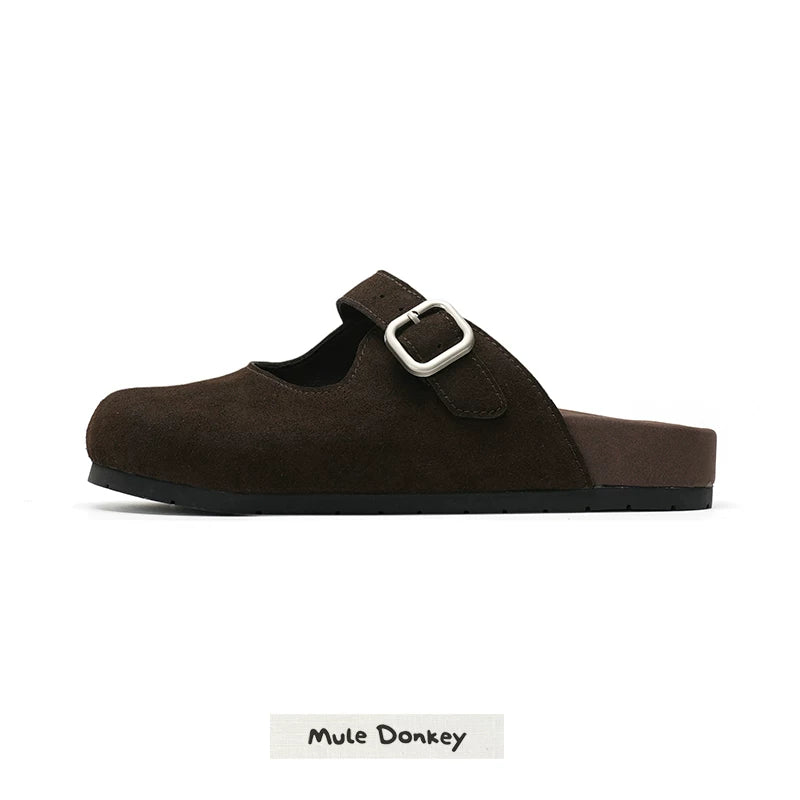 Donkey Wears A Thick-soled Half-pedal Slippers