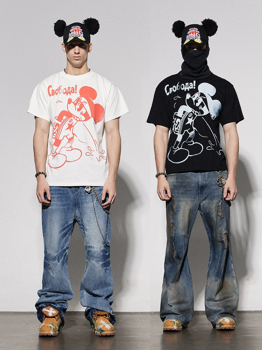DND4DES Hot Drill Spoof Mickey Print Tee
