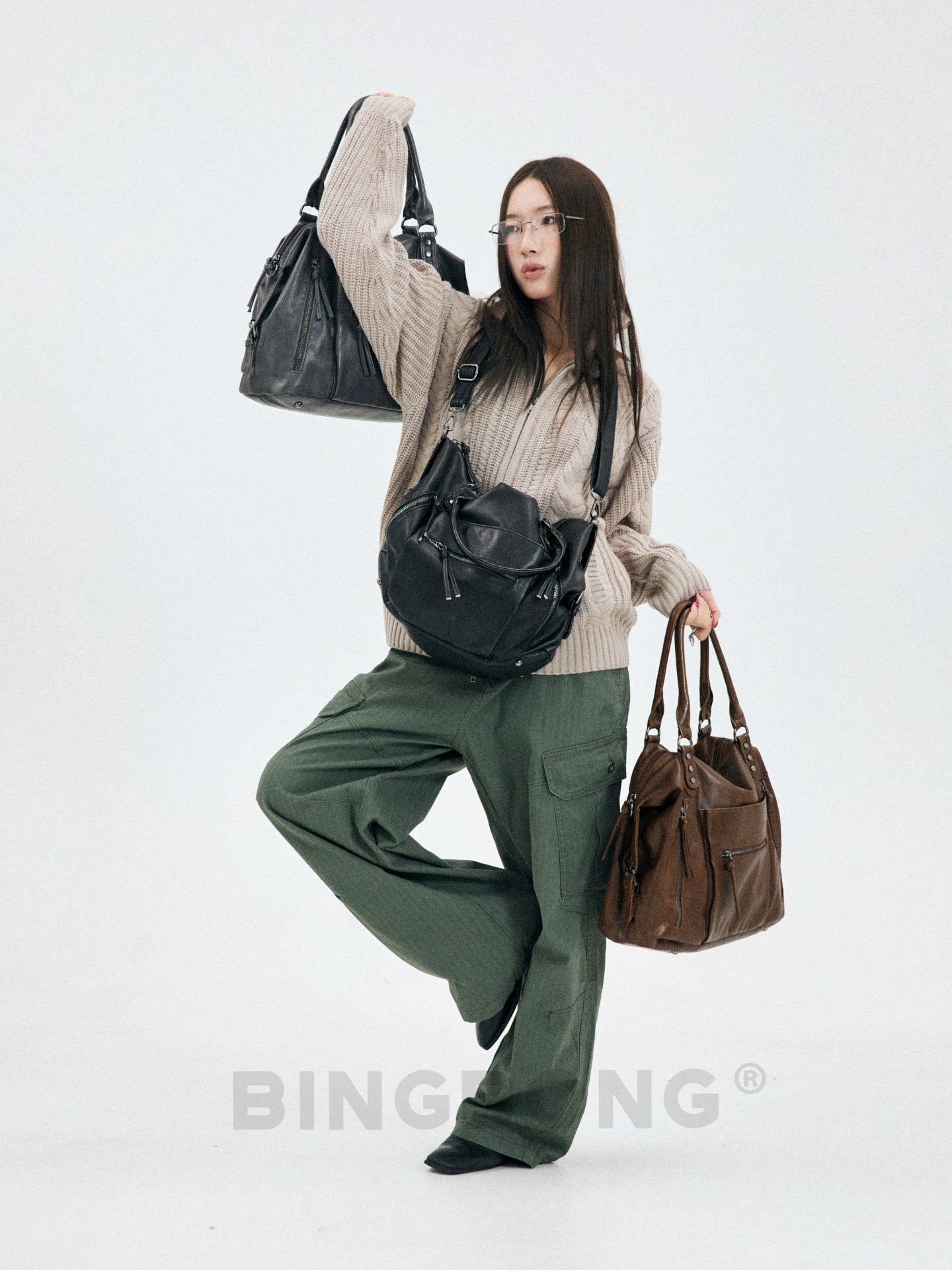 BINGBONG Retro Large Capacity Shoulder Messenger Bag