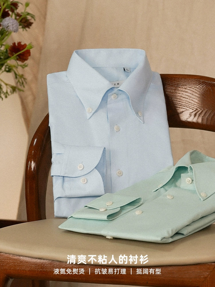 CULTUM Italian Large Pointed Button-neck Long-sleeved Shirt