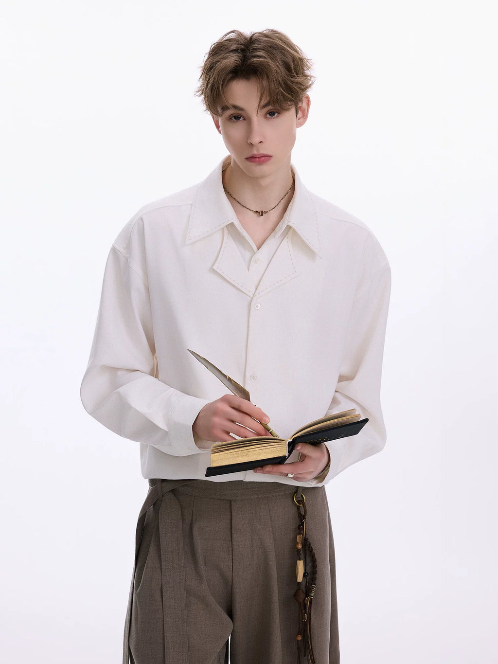 CHOR Casual Fake Two-piece Lapel Button-up Shirt