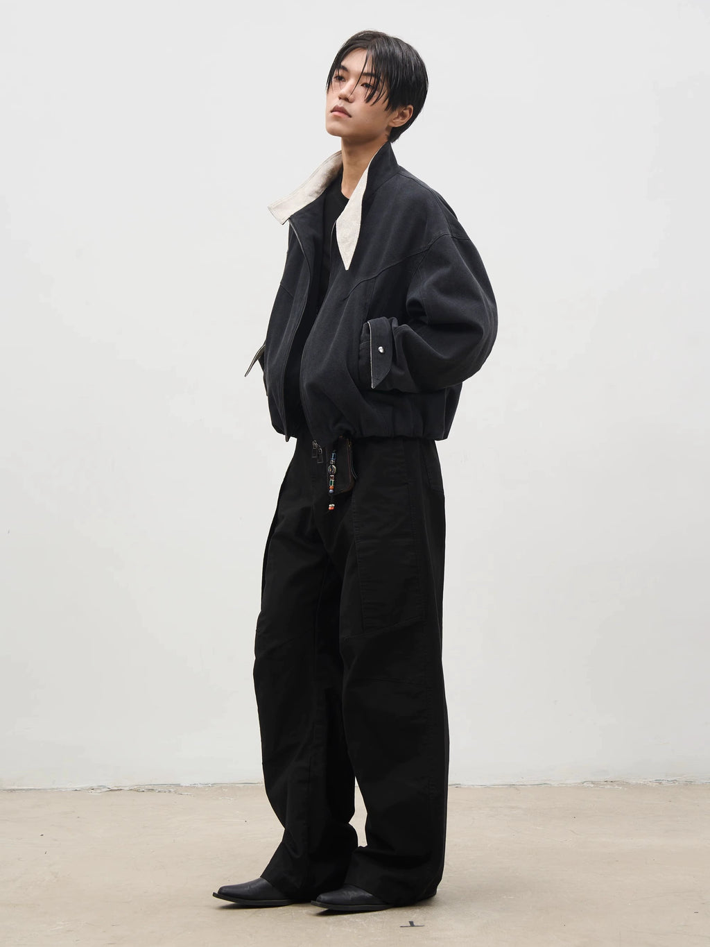 SOUTHFISH Stand-up Collar Loose Wash Canvas Jacket