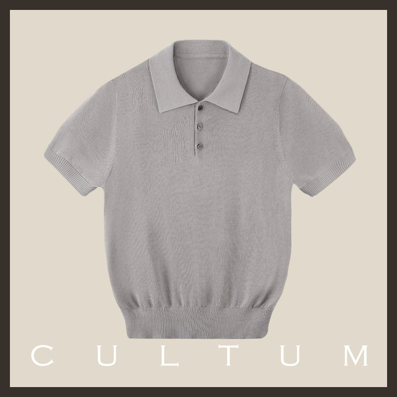 CULTUM  Breathable Knitted Polo Shirt Short Sleeve