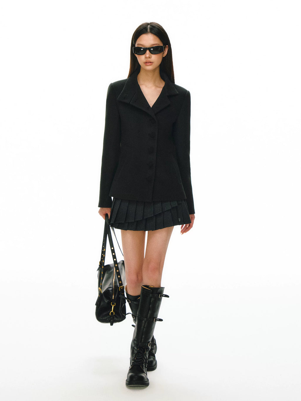 Ariseism Vintage Semi-turtleneck Button Woolen Coat