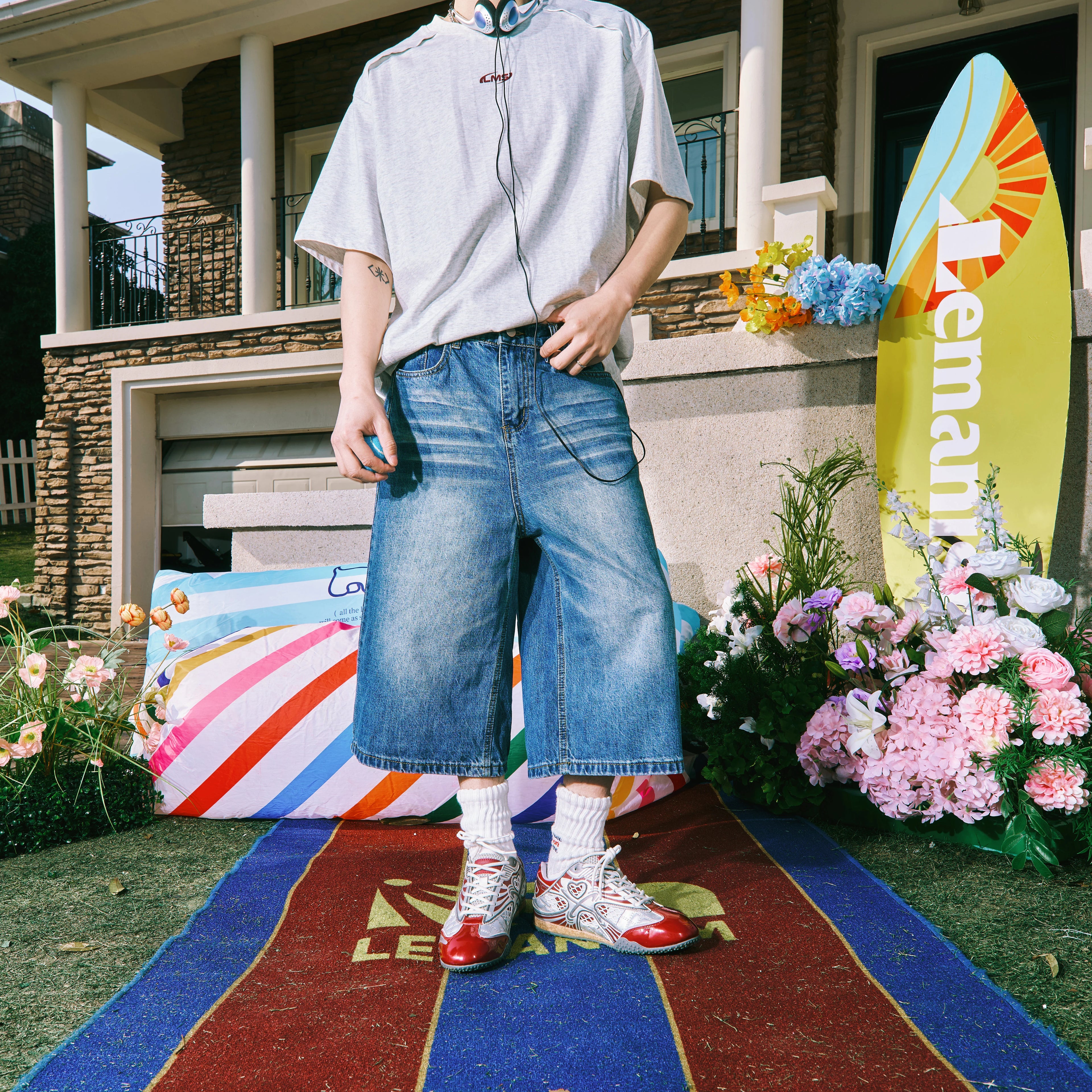 Lemanism Vintage Loose Denim Cropped Pants