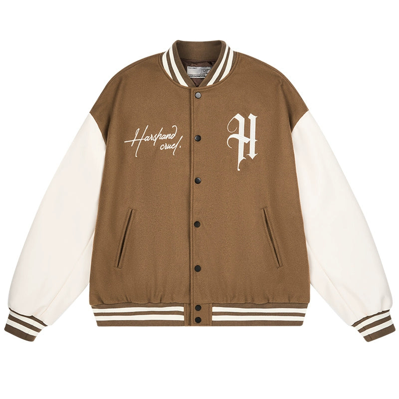 Harshandcruel Vintage Hip Hop Embroidered Baseball Jacket