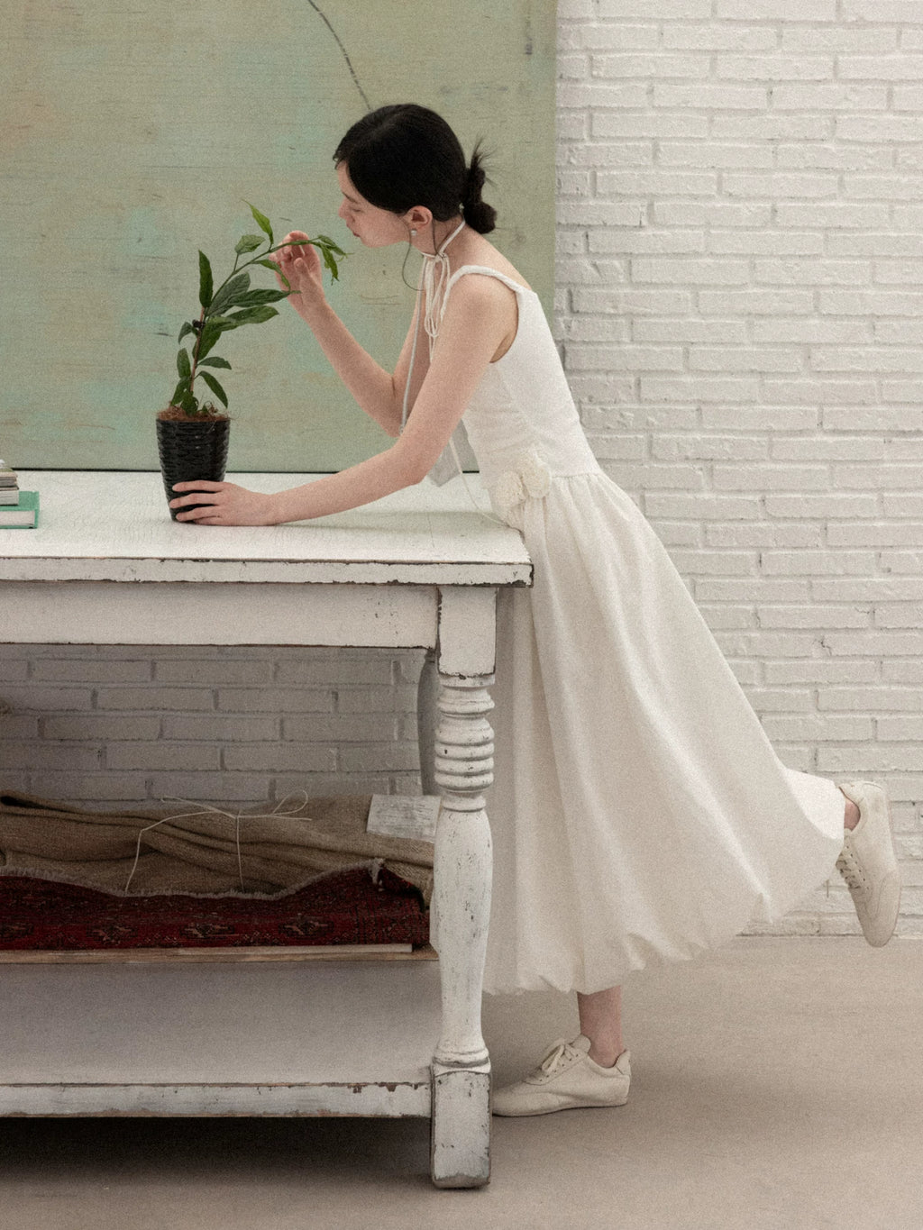 Cantonstory Simple Waist Suspender Dress