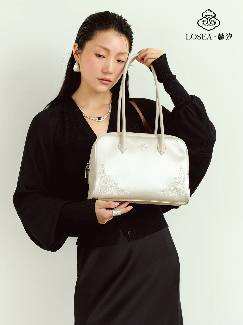 LOSEA Large Capacity First Layer Cowhide Armpit Bag
